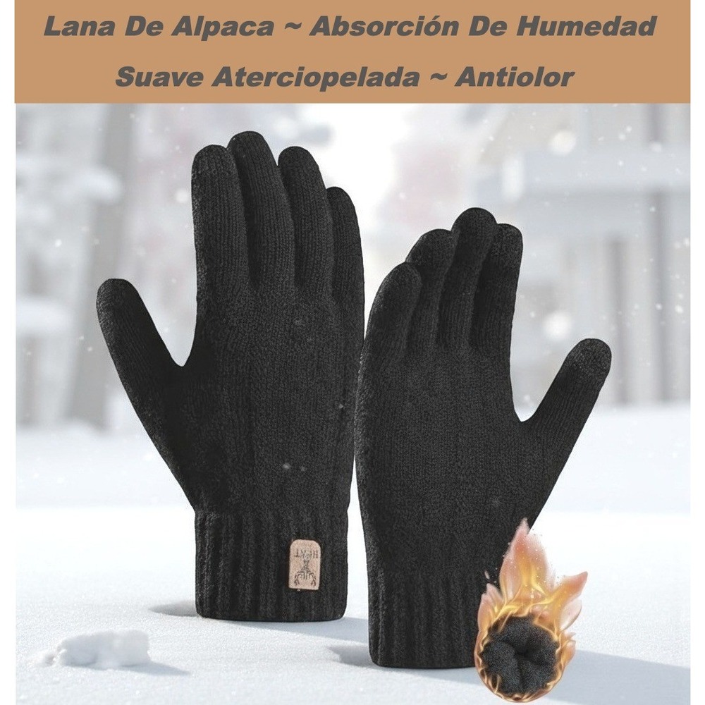 Guantes Negro De Alpaca Para Hombre Compatibles Con Pantallas Táctiles L